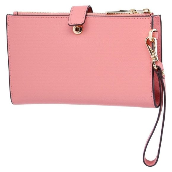 New Michael Kors Jet Set Travel Double zip wristlet Saffiano Leather Primrose - Picture 2 of 5